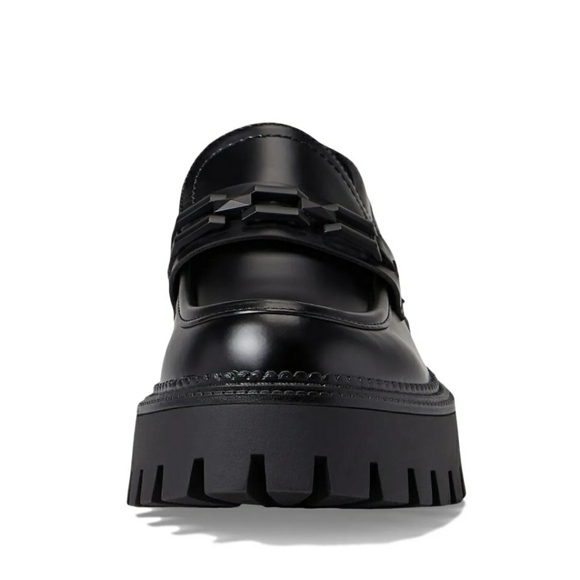 NIB - Steve Madden Womens Platform Loafer Shoes Slip On Faux-leather Black - Picture 7 of 9